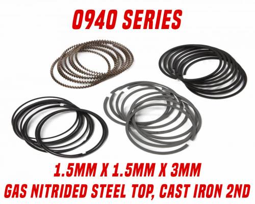 Diamond Pro Select Piston Rings  - 0940 Series - Gas Nitrided Top, Cast Iron 2nd 1.2mm x 1.5mm x 3mm