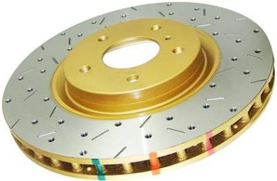 Disc Brakes Australia  - DBA 42113BLKXS - 4000 Series Drilled and Slotted Rotors - 2005-2010 Mustang GT And 2011+ V6 - Front