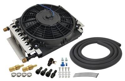 Derale Performance - Derale Performance 16 Row 3/8" Hose Barb Transmission Cooler with Fan