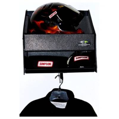 Clear 1 Racing Products - Deluxe Helmet Shelf with Race Suit Hanging Hook & 1 Shelf