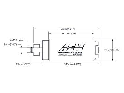 AEM  - AEM 50-1200 320LPH High Flow E85 Compatible In-Tank Fuel Pump - Offset Inlet - Image 3