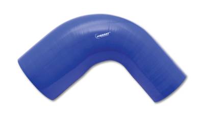 4 Ply Reinforced Silicone Couplers  - 90 Degree Reducer Elbow - Vibrant Performance - Vibrant Performance 2780B - 90 Degree Reducer Elbow, 2" Inlet, 2.5" Outlet, 4.5" Leg Length - Blue