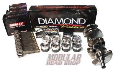 Modular Head Shop 5.8L GT500 1200+ HP Competition Rotating Assembly - Cobra Jet Crankshaft, Manley Pro Series I-Beam Rods, Diamond 5.8L Series Pistons, King XP Bearings