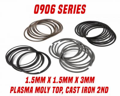 Piston Rings - Diamond Pro Select Piston Rings  - 0906 Series - Plasma Moly 1.5mm x 1.5mm x 3mm