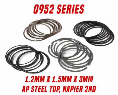 Piston Rings - Diamond Pro Select Piston Rings  - 0952 Series - AP Steel Top, Napier 2nd 1.2mm x 1.5mm x 3mm