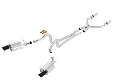 Borla  - Borla 140370 2011 - 2012 Mustang GT S-Type Cat Back Exhaust System with X-Pipe - Black Chrome Tips